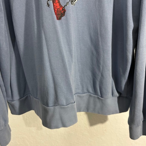 Marvel Spiderman Graphic Print Crewneck Pullover Sweatshirt Blue XXL Casual - Picture 3 of 8